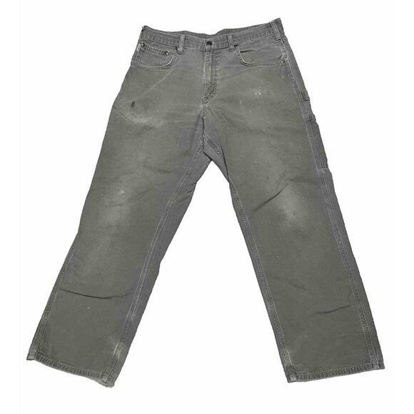 Carhartt Pants Mens 34x30 Gray Loose Original Fit Carpenter *Rips And Wear* - Picture 2 of 7